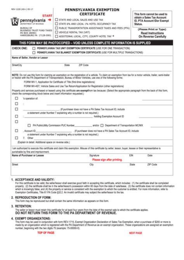 How do I fill out a PA exemption certificate?