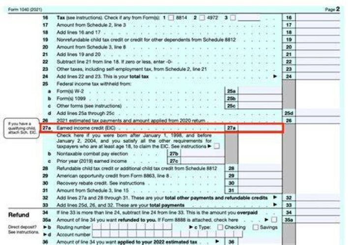 How do you calculate Earned Income Credit on w2?