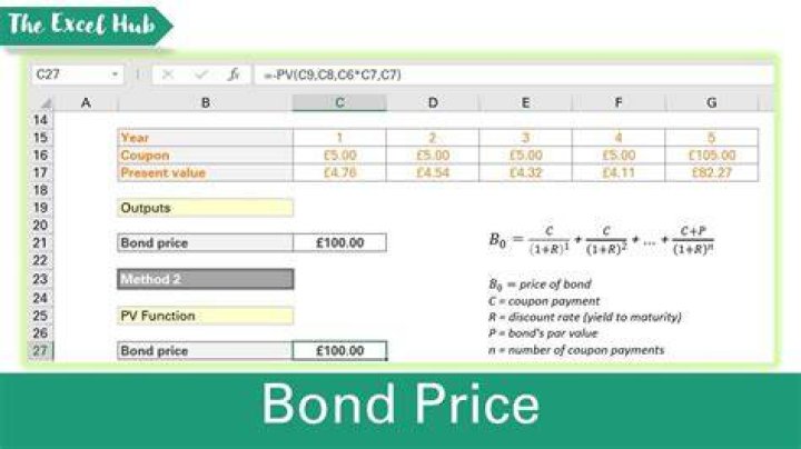 How do you calculate the value of a bond in Excel?