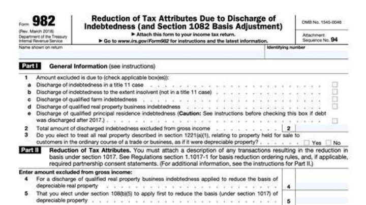 How to attach Form 982 to your tax return?