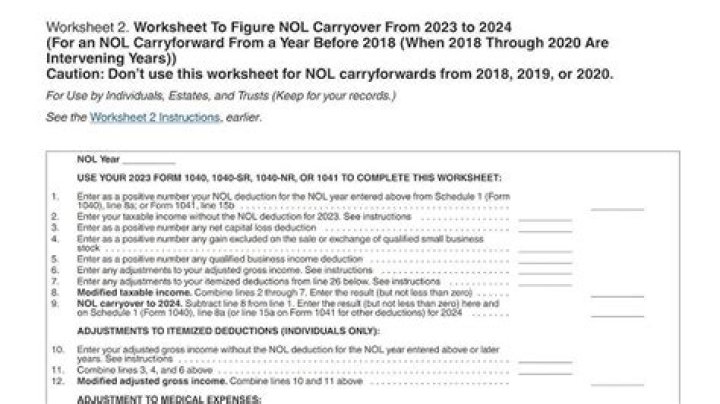 How to calculate Nol carryover for 2020 tax return?