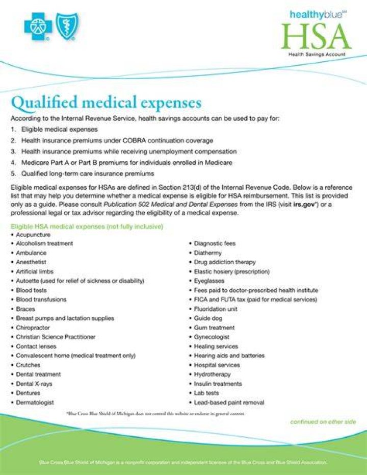 What are IRS qualified medical expenses for HSA?