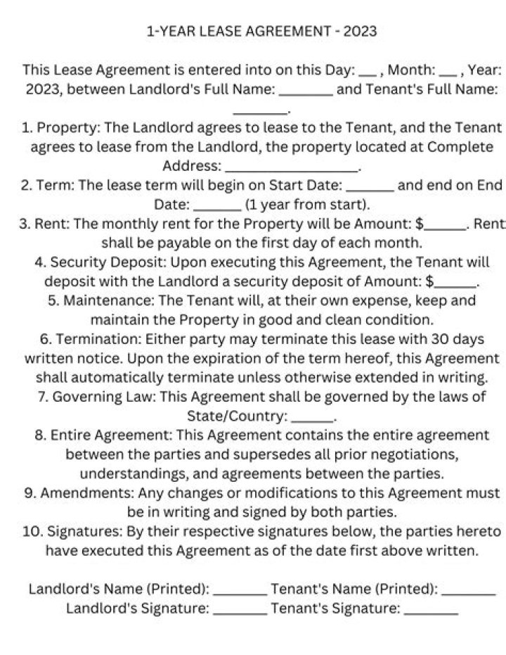 What does 1 year lease mean?
