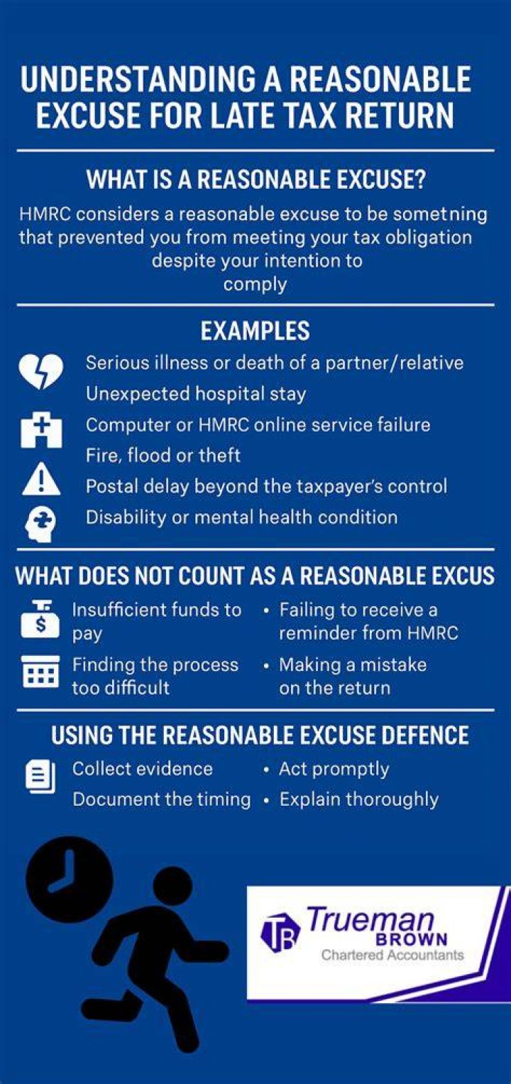 What is a reasonable excuse for late tax return?