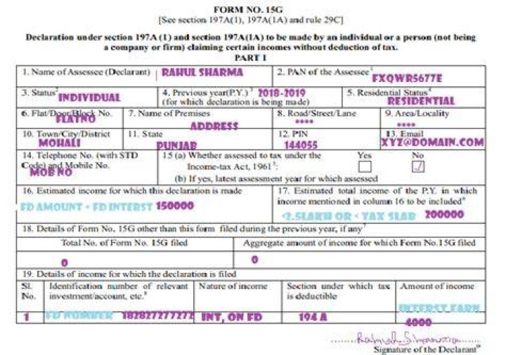 What should I fill in form 15G?