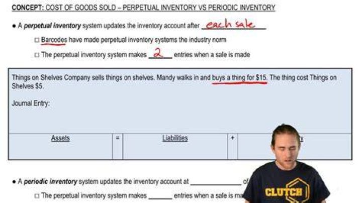 When using a perpetual inventory system the cost of goods sold is recorded?