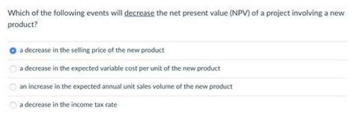 Which of the following will decrease the net present value?